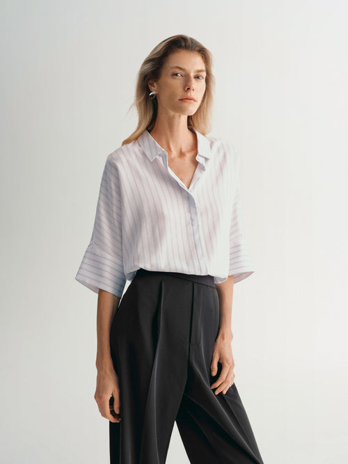 Load image 1 in gallery view. Pinstriped Short Sleeved Shirt