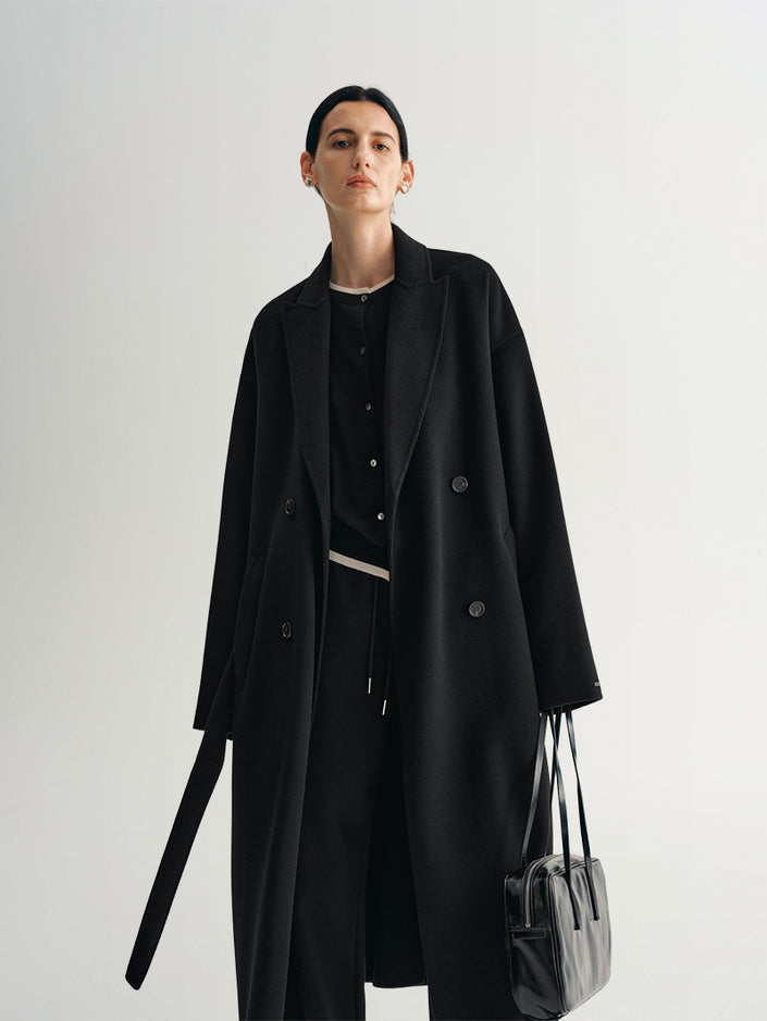 Peak Collar Pure Wool Coat