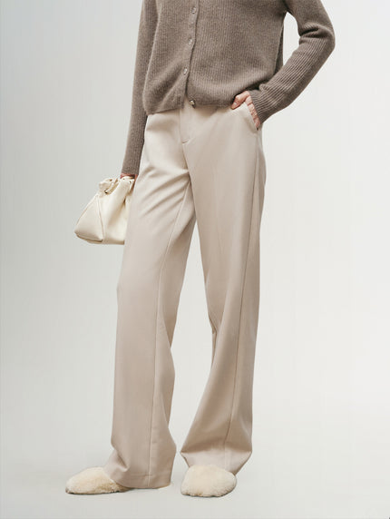 Women's Light Beige Knit  Winter Pants 5EA152851