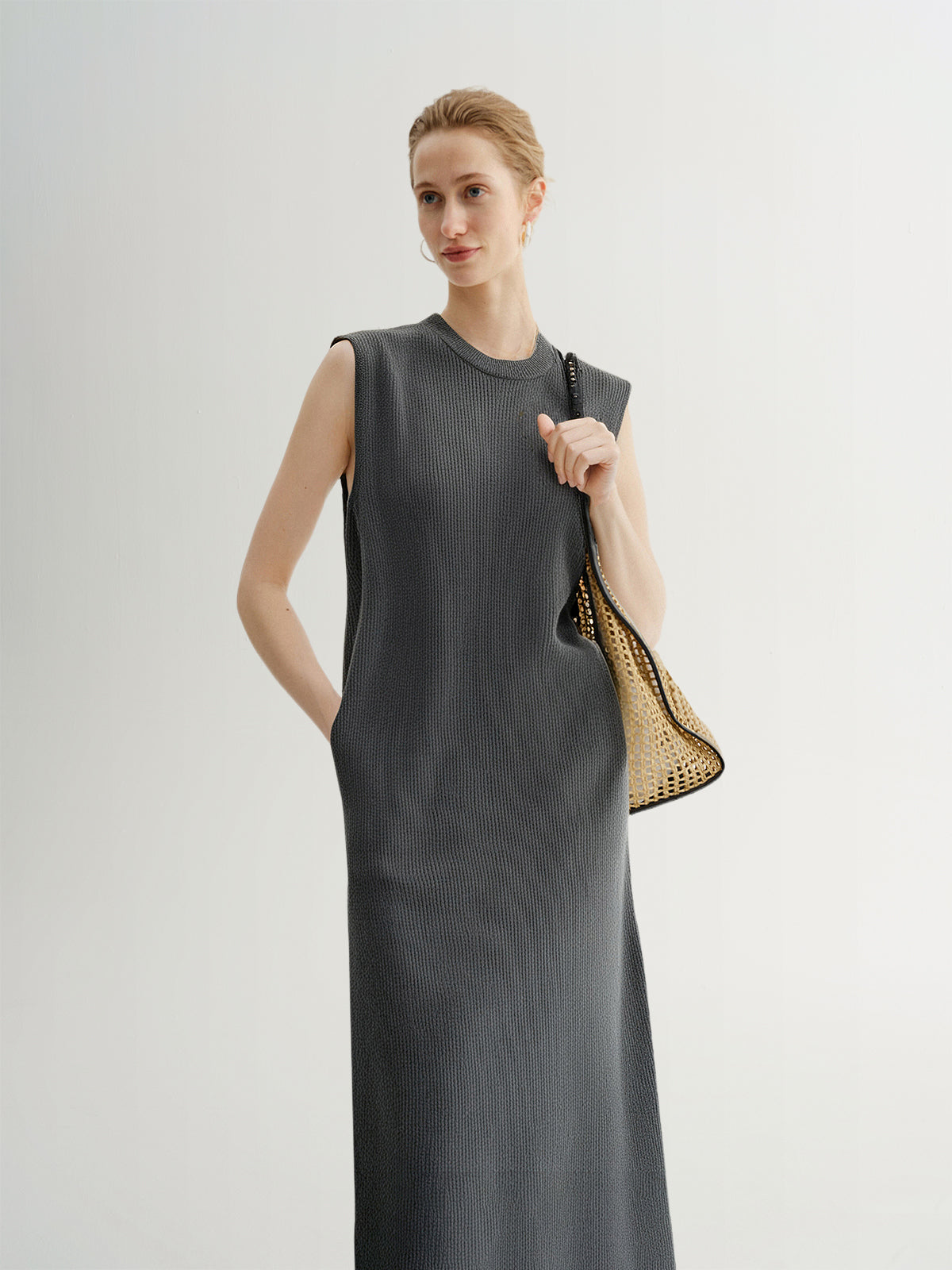 Sleeveless Wool-Blend Knit Dress