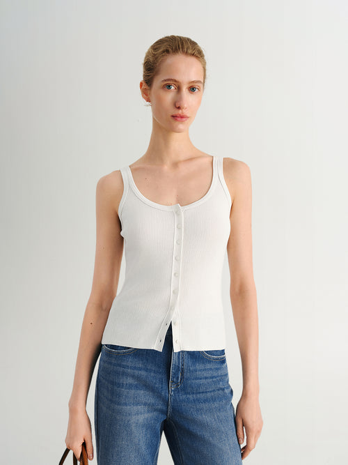 Load image 1 in gallery view. Slim-Fit Lyocell U-Neck Sleeveless Tank