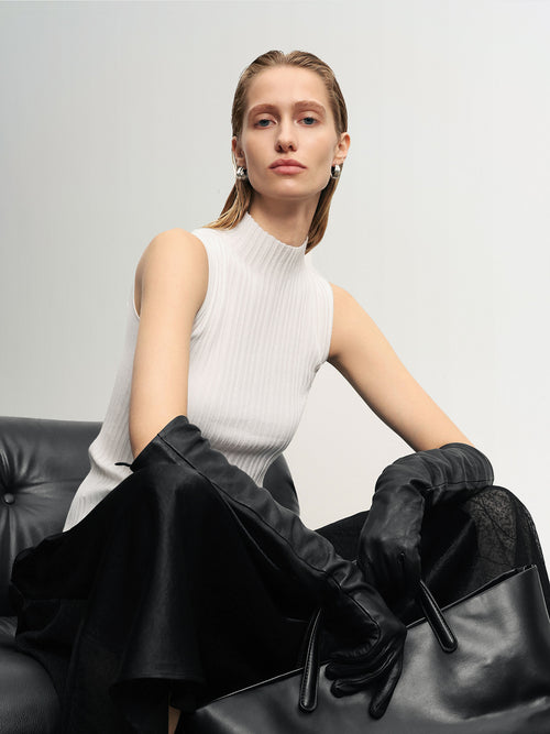 Load image 1 in gallery view. Ribbed High-Neck Sleeveless Top