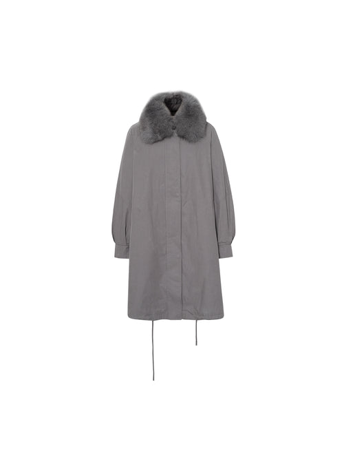 Load image 1 in gallery view. Fox Fur Collar Longline Parka