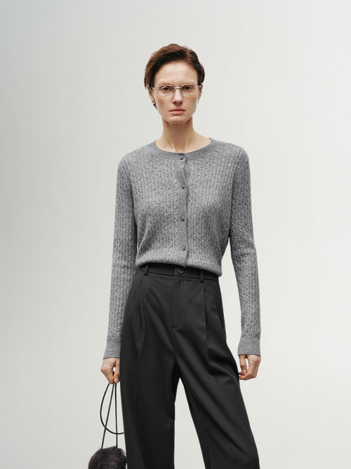 Load image 1 in gallery view. Rib Cashmere Cardigan - MEILLEUR MOMENT OFFICIAL STORE NEW YORK 