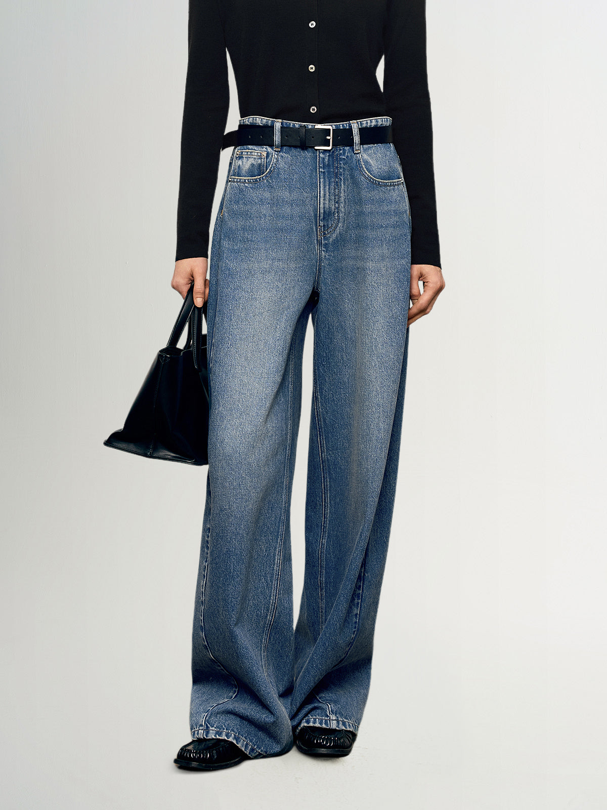 Cotton Wide-Leg Denim Jeans