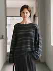 Striped Crewneck Relaxed Silk-Cashmere Sweater