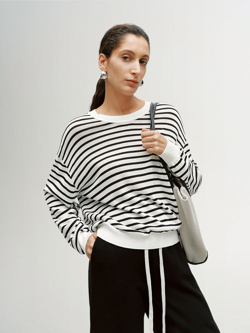 Load image 1 in gallery view. Striped Crewneck Relaxed Top
