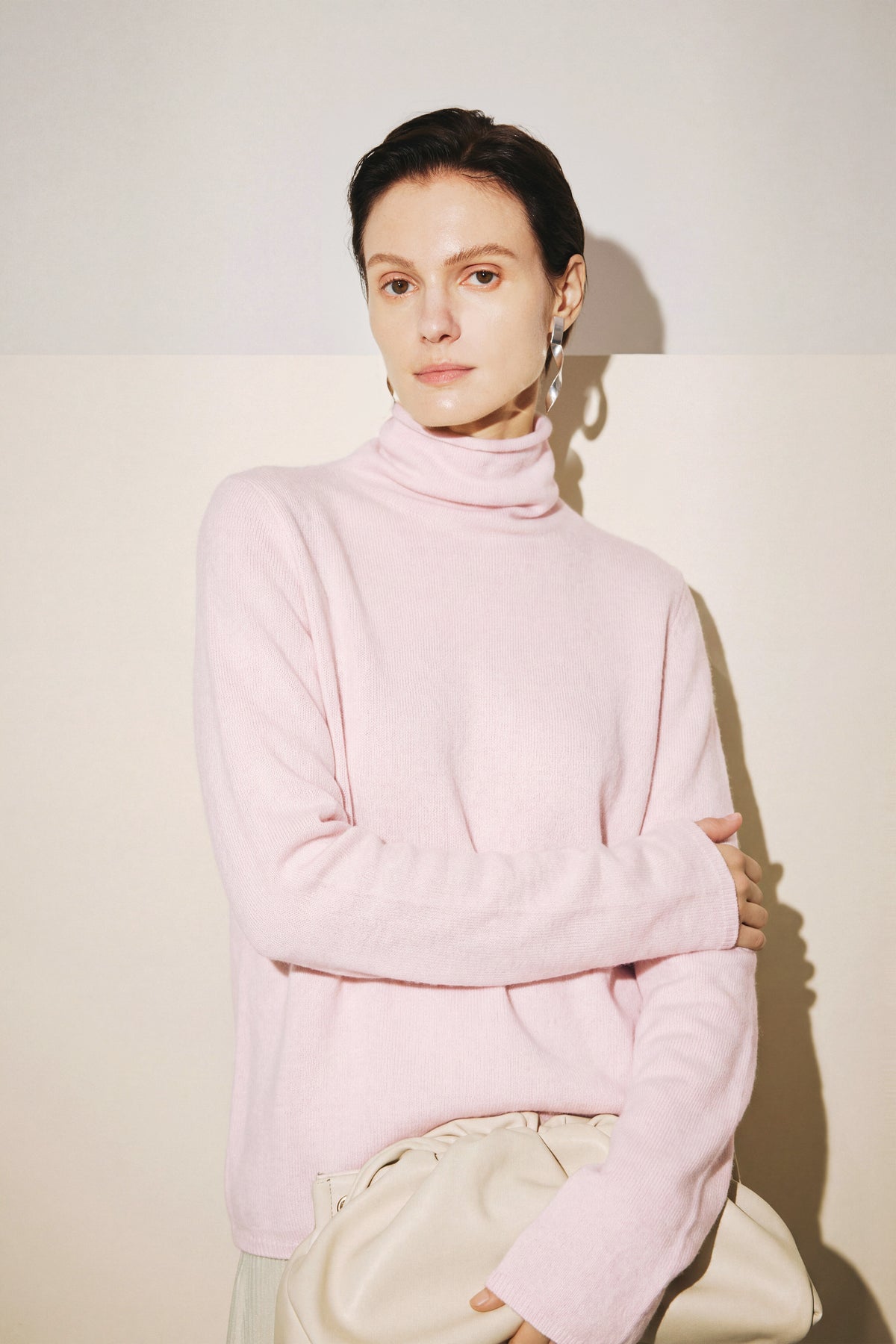 Soft Cashmere Wool Funnel-Neck Sweater
