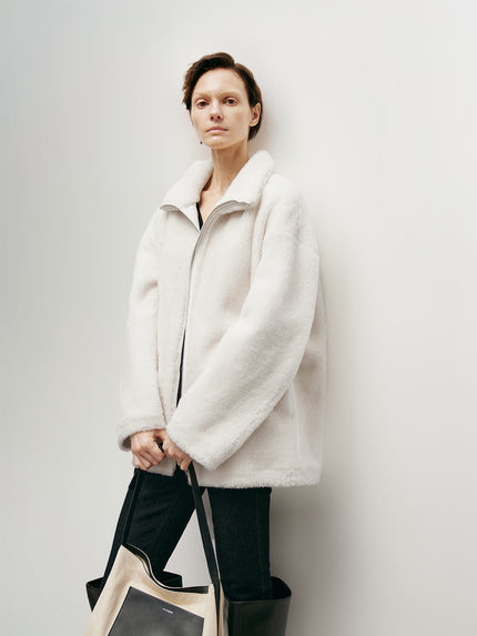 Pure Wool Zipper Fluffy Coat