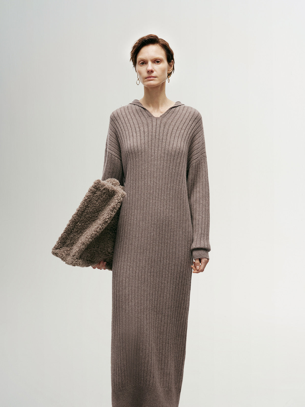 Knit Hooded Shift Dress