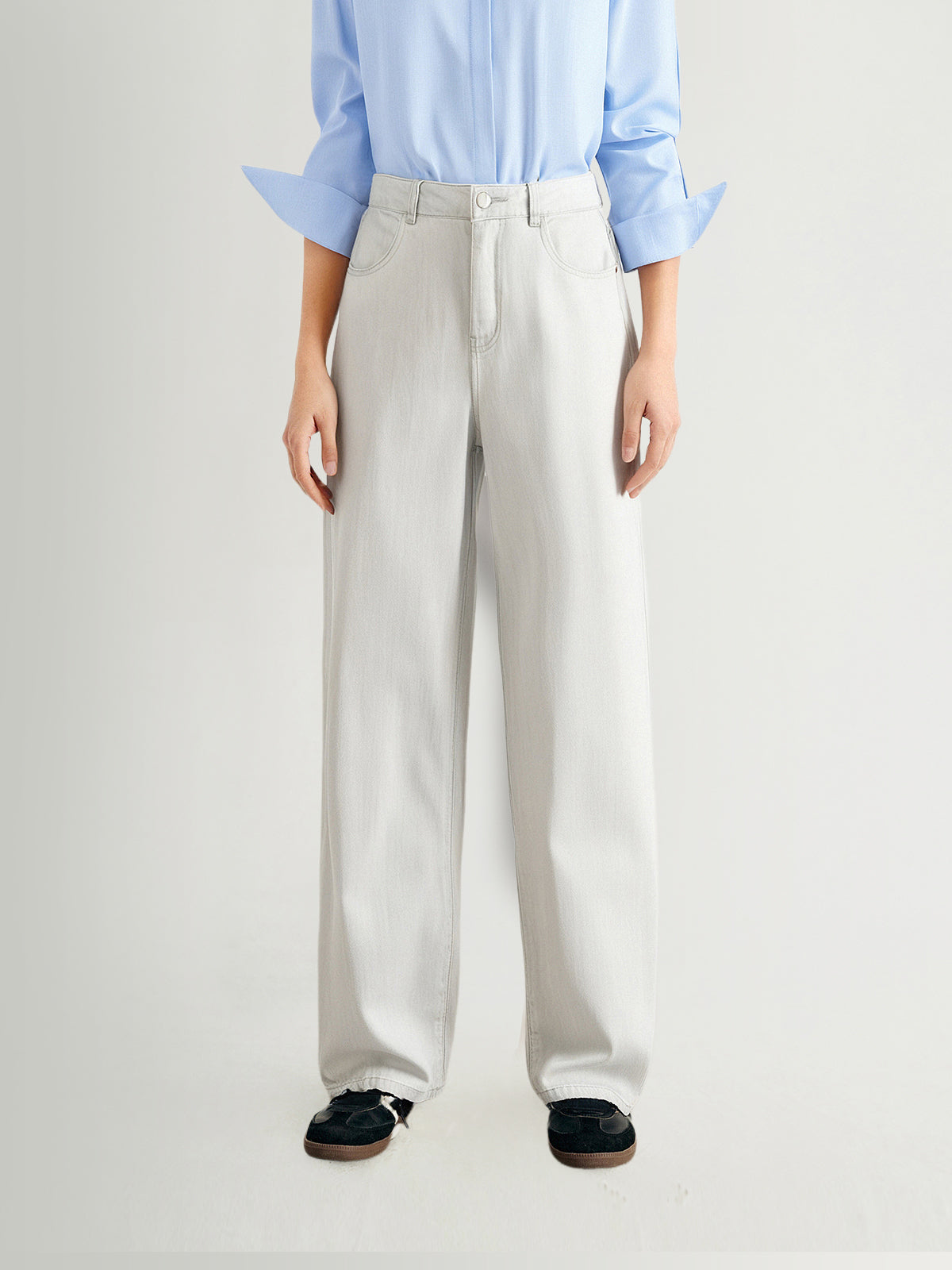 Light Gray Lyocell Straight Jeans