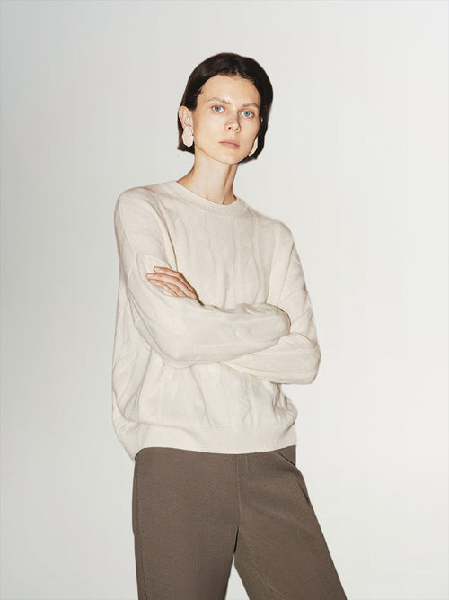 Load image 1 in gallery view. Cable Knit Pure Cashmere Sweater