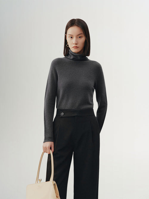 Load image 1 in gallery view. High Neck Layering Cashmere Sweater 599A233007Q