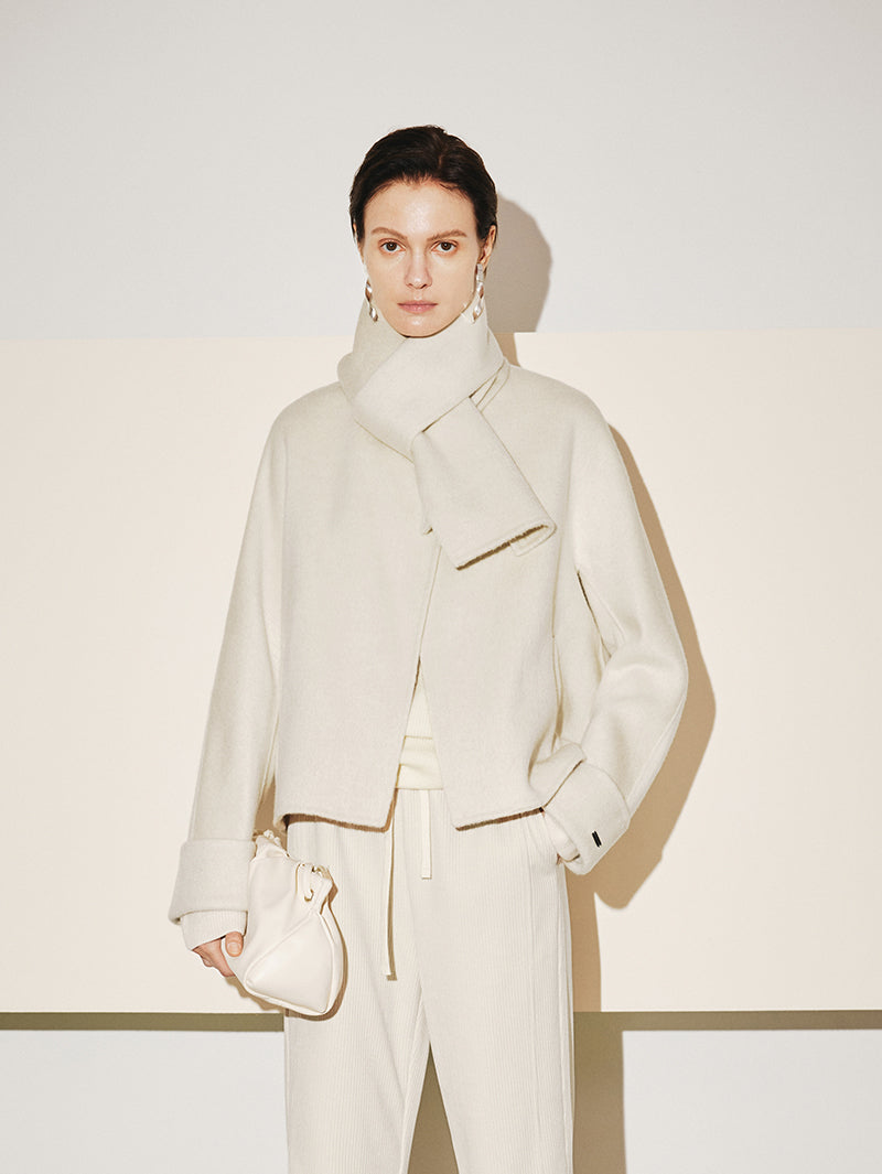 Wool Coat with Scarf