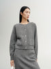 Women's Grey Round Neck Wool Button Down Cardigan Sweater 5E1130551