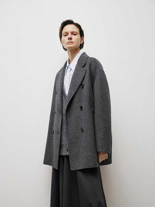 Load image 1 in gallery view. Tailored Wool Pea Coat - MEILLEUR MOMENT OFFICIAL STORE NEW YORK 