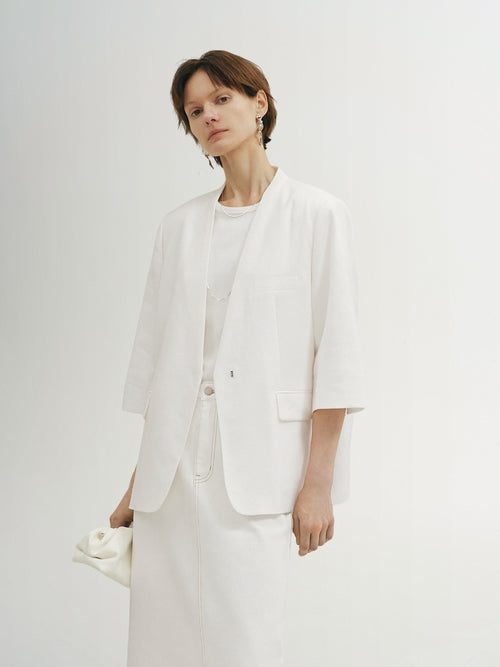 Load image 1 in gallery view. Quarter Sleeves Lyocell Blazer