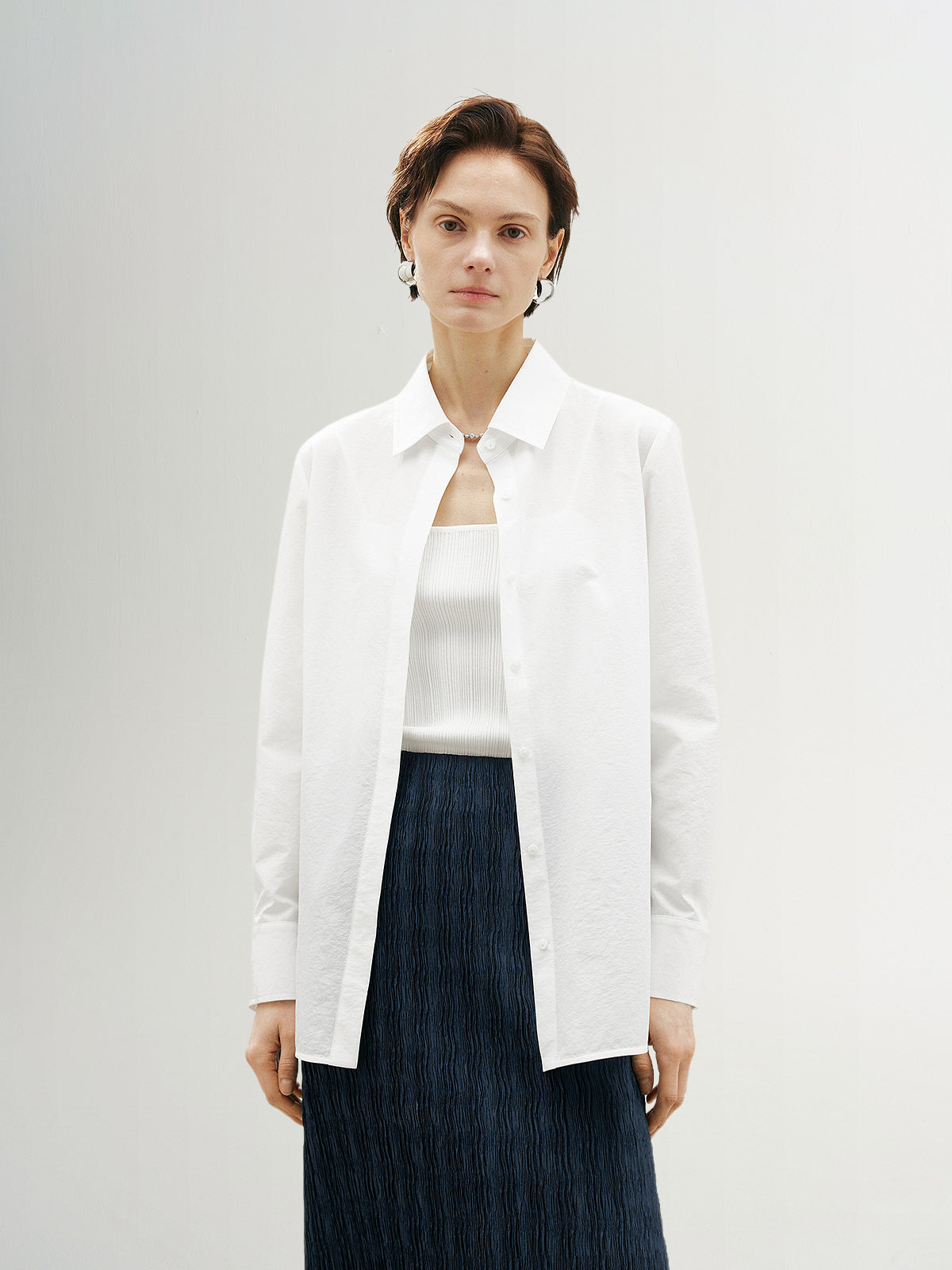 Structured Classic Stand-Collar Shirt
