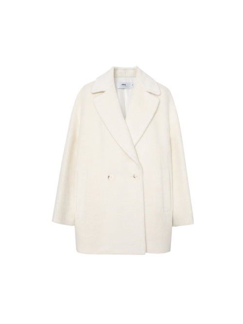 Load image 1 in gallery view. Double Breasted Alpaca Wool Peacoat