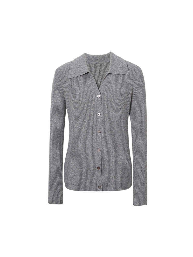 Collared V-neck Cashmere Sweater - MEILLEUR MOMENT OFFICIAL STORE NEW YORK 