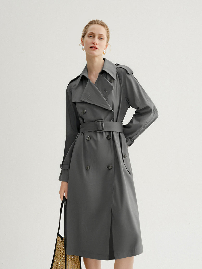Belted Double-Breasted Cotton Trench Coat