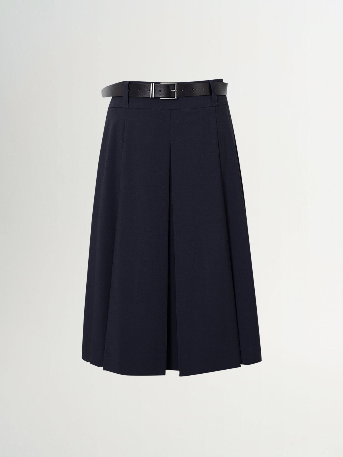 Commuter Pleated Midi Skirt with Belt