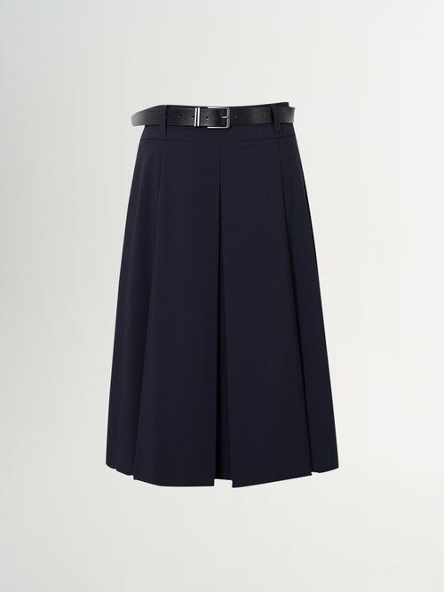 Load image 1 in gallery view. Commuter Pleated Midi Skirt with Belt