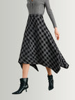 Handkerchief Plaid Hem Maxi Skirt