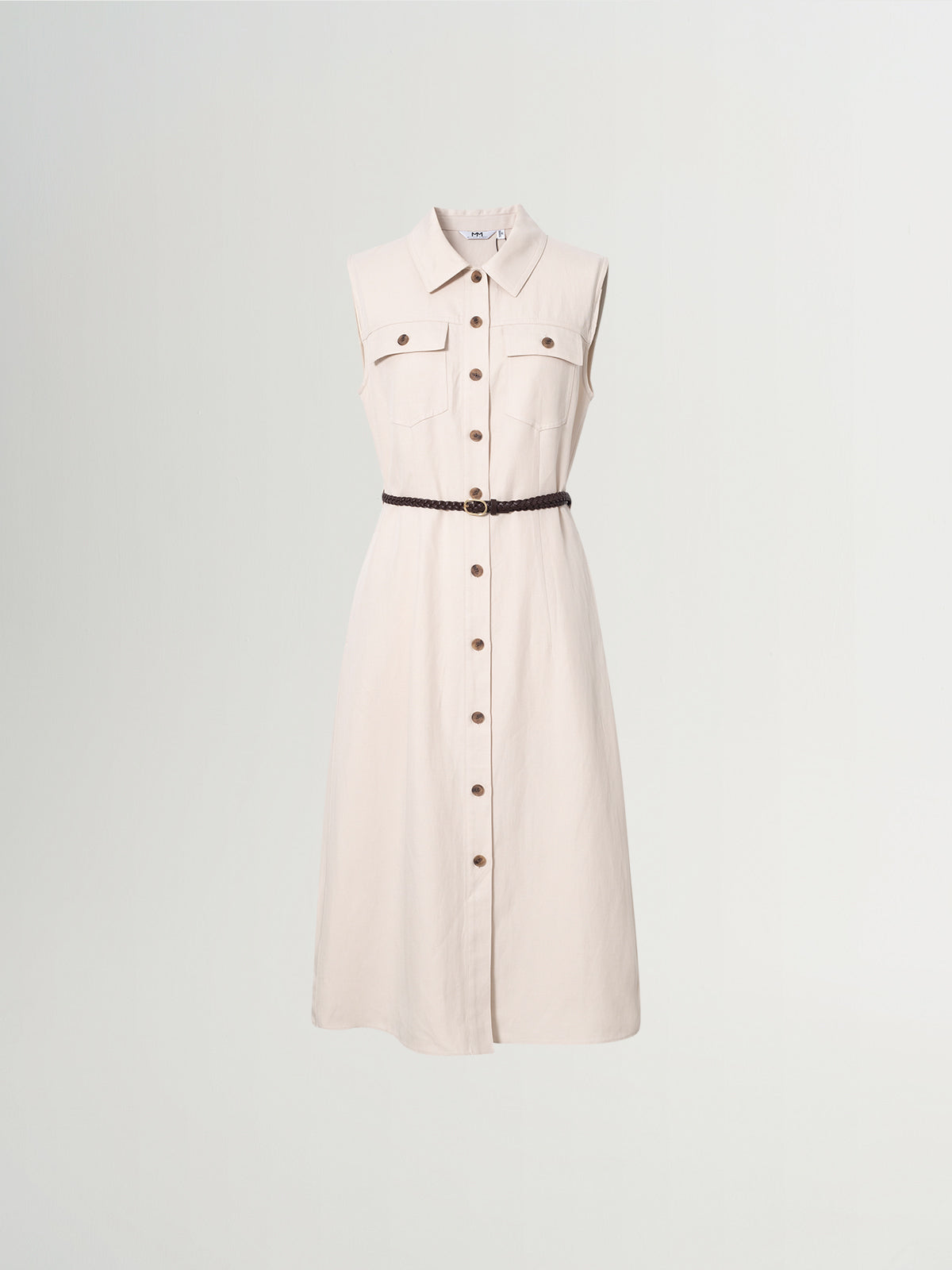 Lyocell-Linen Sleeveless Shirt Dress