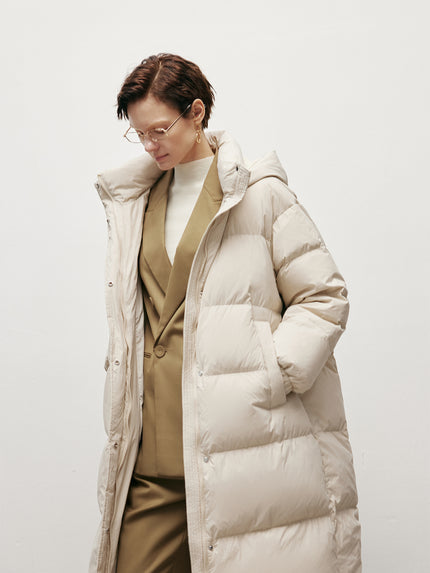 A-Line Goose Down Puffer Midi Jacket