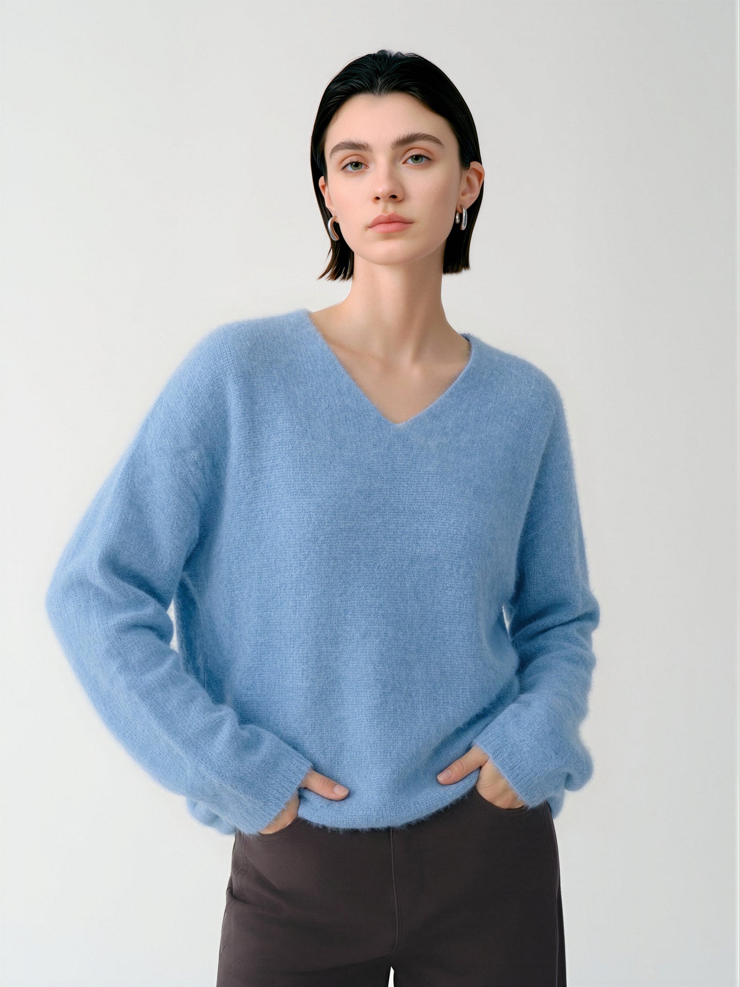 Relaxed V-Neck Raglan Sweater