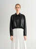 Cropped Faux Leather Raglan  Jacket