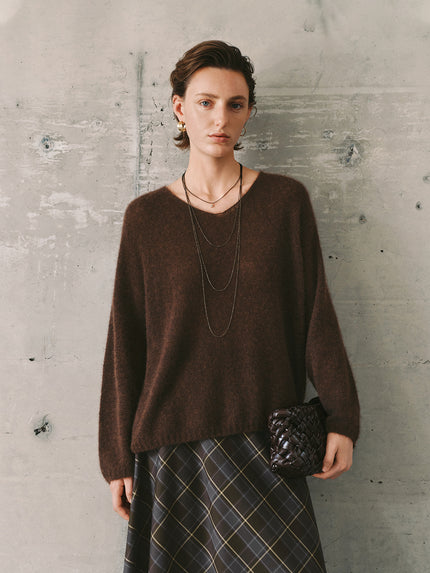 V-Neck Relaxed Silk-Cashmere Sweater