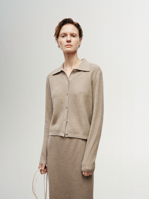 Load image 1 in gallery view. Polo Ribbed Cashmere Cardigan