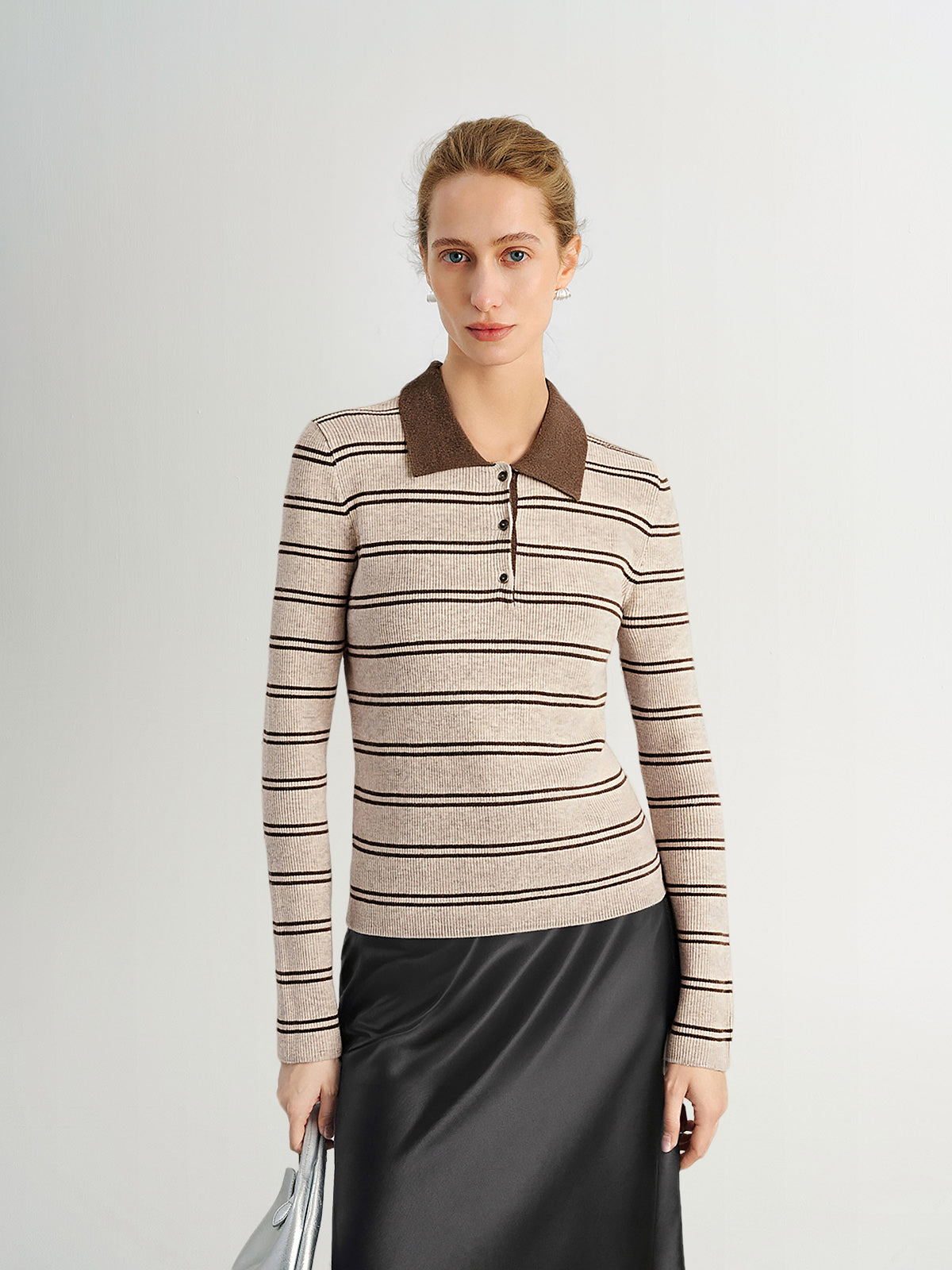 Brown Striped Wool Sweater