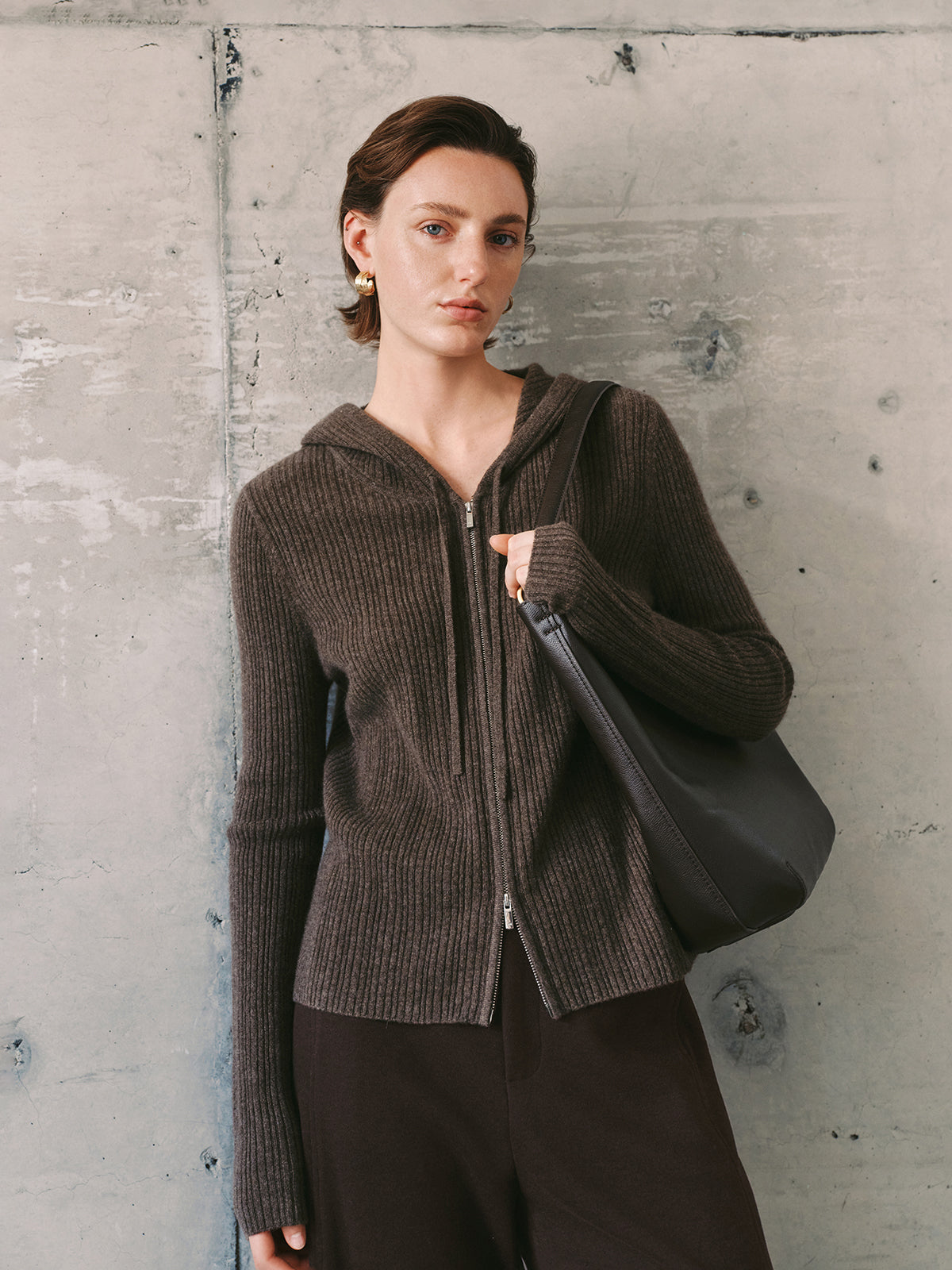 Hooded Zip-Up Cashmere Sweater