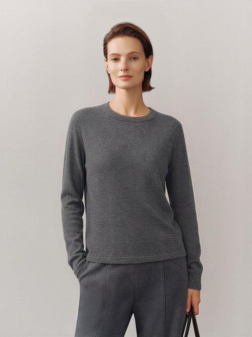 Load image 1 in gallery view. Basic Cashmere Crewneck Sweater