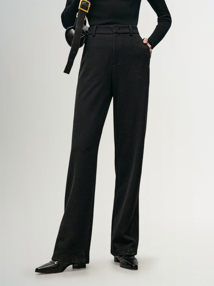 Women's Black Straight Fit Comfy Waist Trousers 5EA252881