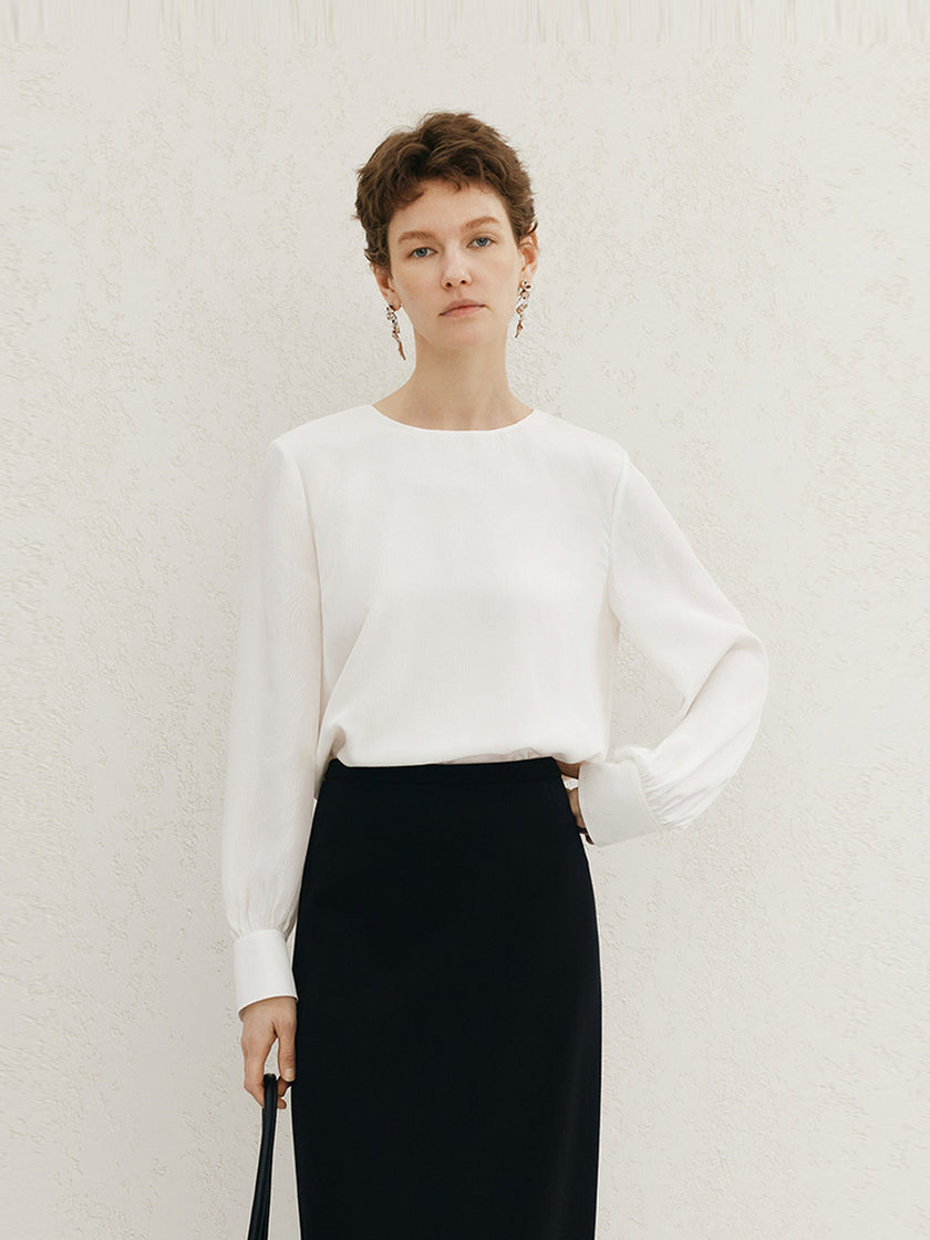 100% Silk Wave Texture Blouse