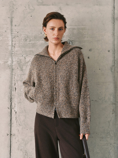 Load image 1 in gallery view. Collared Pure Cashmere Zip-Up