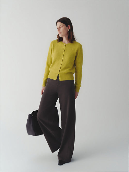 Load image 1 in gallery view. Cashmere-Silk Crewneck Knit Cardigan
