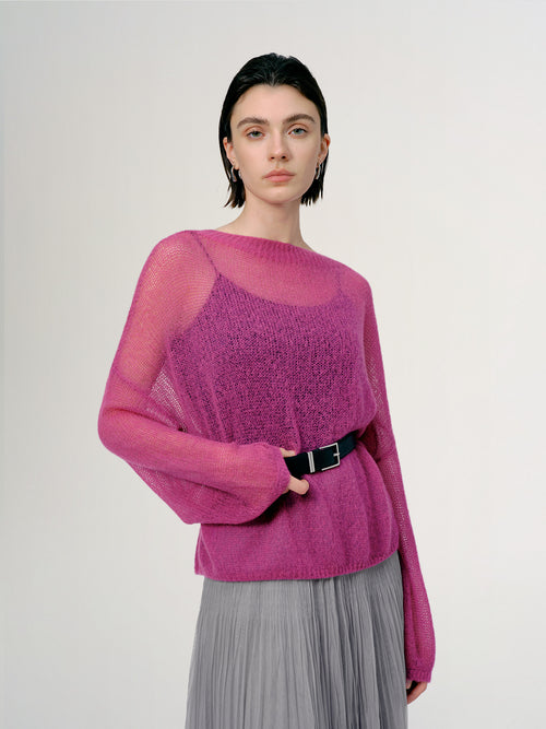 Load image 1 in gallery view. Lightweight Silk-Cashmere Knit Sweater
