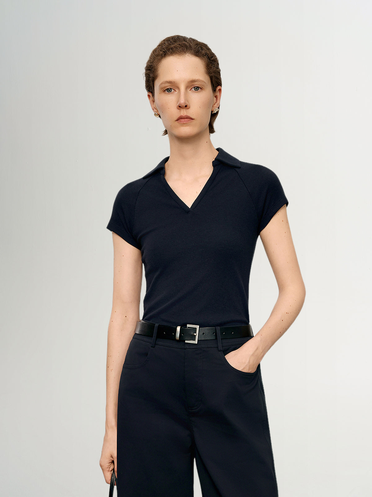 Slim-Fit V-Neck Short-Sleeve Polo Shirt