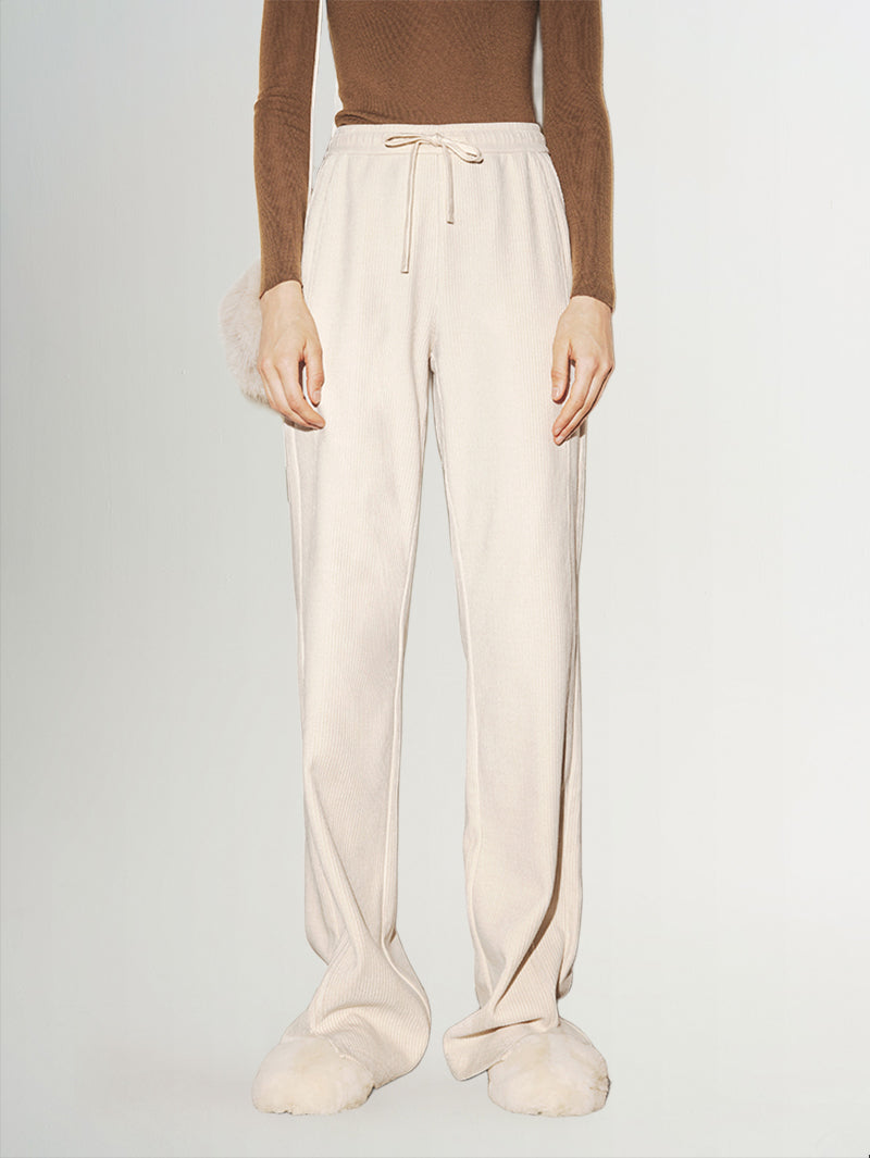 Women's Chenille Wide Leg Trousers, featuring a soft chenille fabric and a relaxed, comfortable fit for a stylish and casual look.