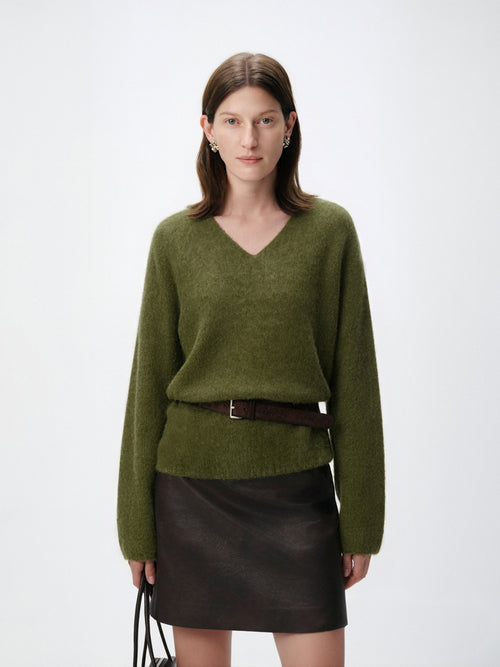 Load image 1 in gallery view. Relaxed V-Neck Raglan Sweater