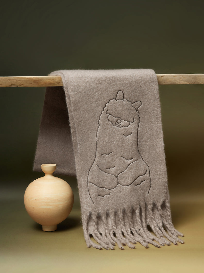 Off-White Animal Print Wool Blend Scarf