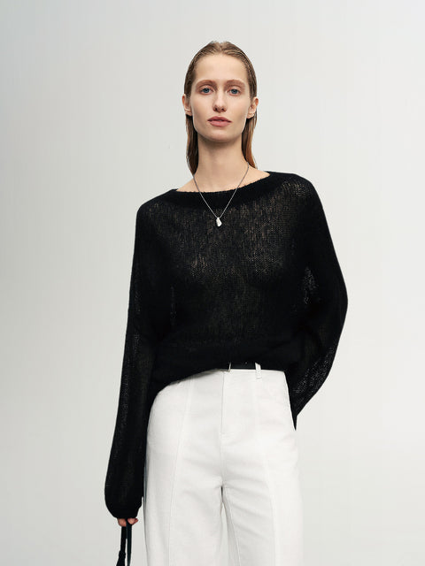 Cashmere-Silk Relaxed Pullover Sweater