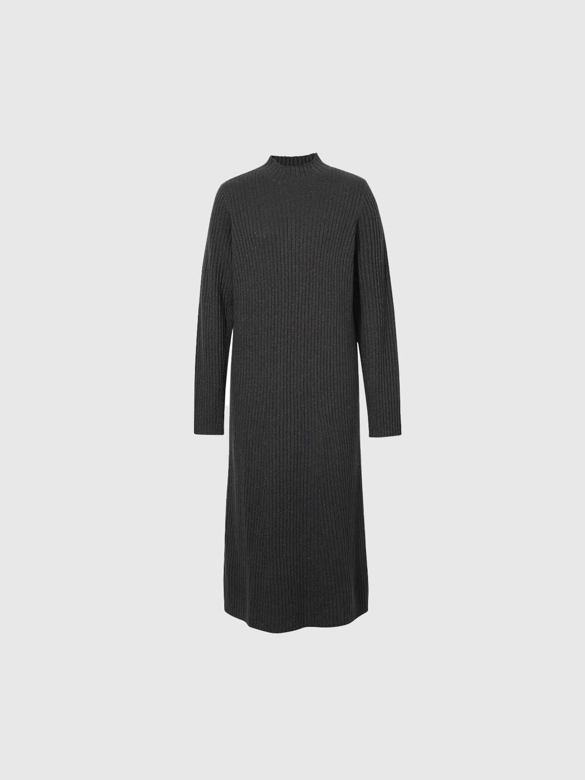 Mock Neck Shift Wool Jersey Dress