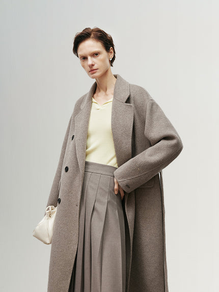 Lapel Wool-Angora Midi Coat