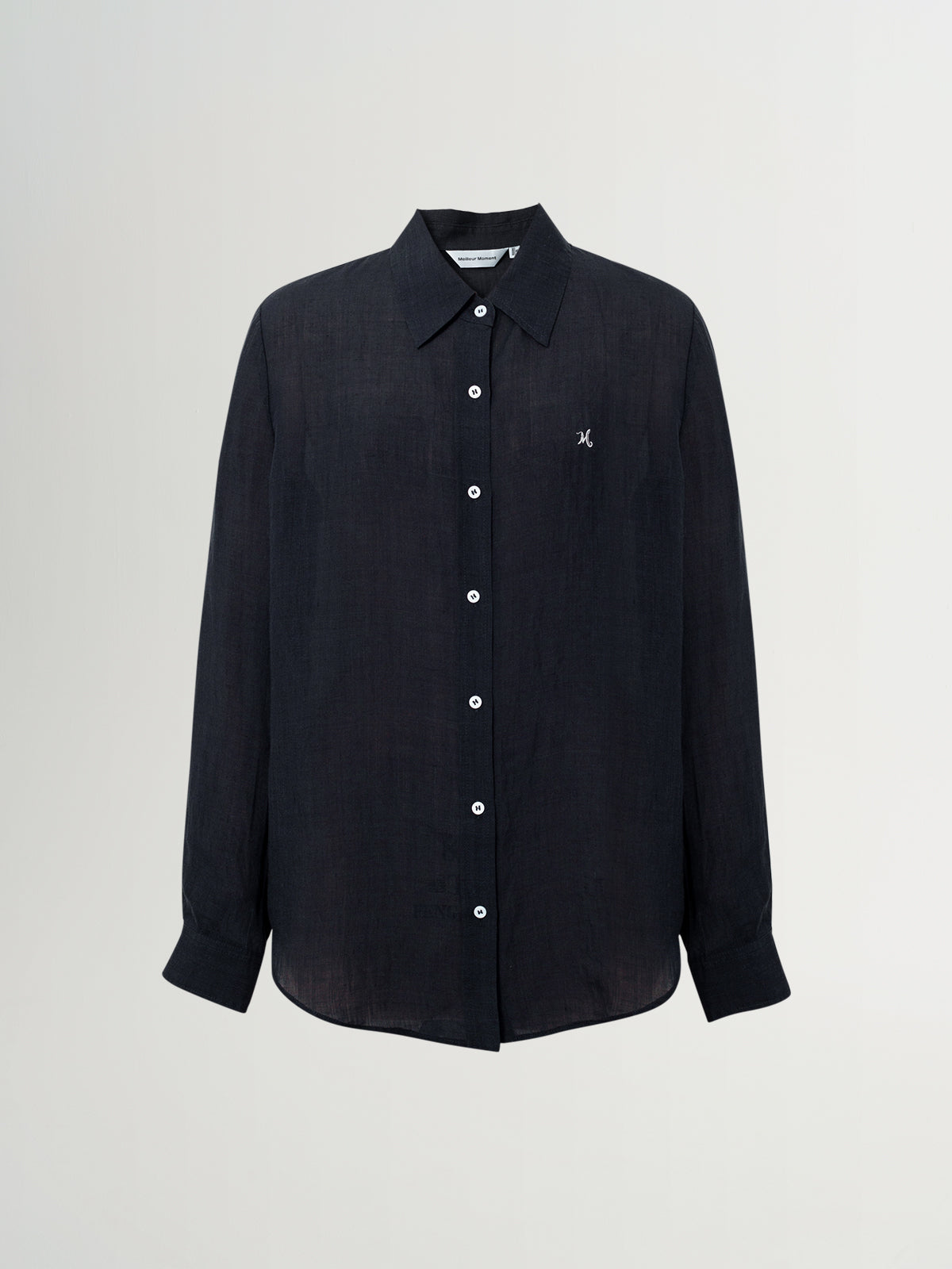 Relaxed-Fit Structured Shoulder Long-Sleeve Lapel Shirt